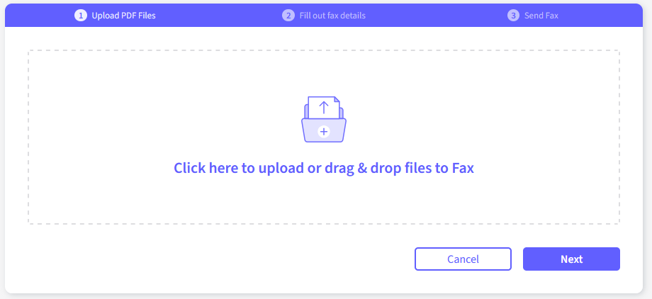 Click and drag your PDF to Fax.Live's upload interface.