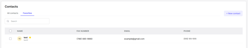 Contacts now shows the new example