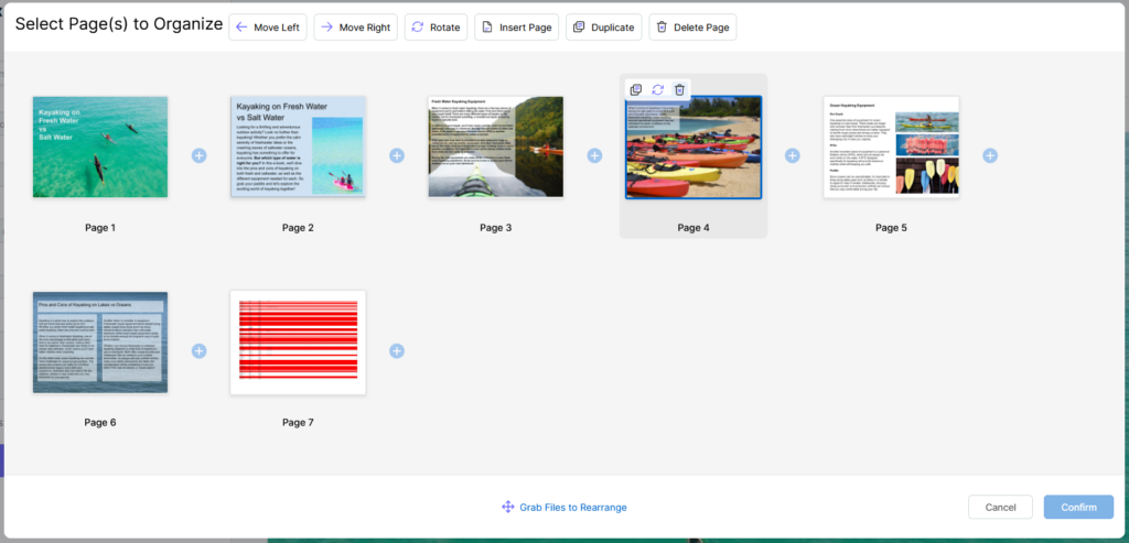 If you just want to remove one page in a document, navigate to the Arrange menu once you’ve uploaded your fax and click the page you want to remove, and then click Delete Page. 