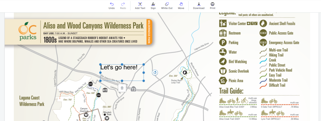 The text "let's go here" has been added to the example of the fax.