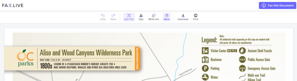 An example document uploaded with the edit text feature selected.
