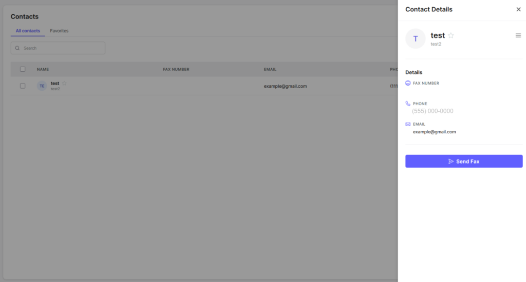 The contact information will appear on the right side of Fax.Live. Then, click Send Fax to start your fax.