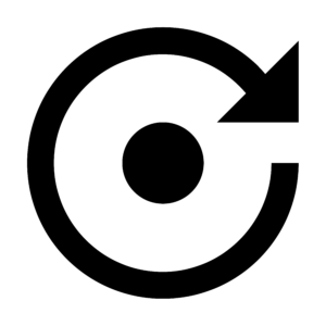 An illustration of a black button with a black arrow encircling it